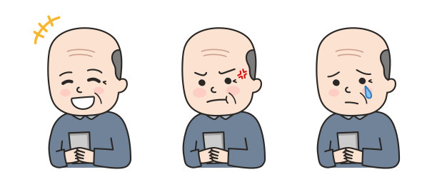 老年人使用智能手机时的情绪。图片下载