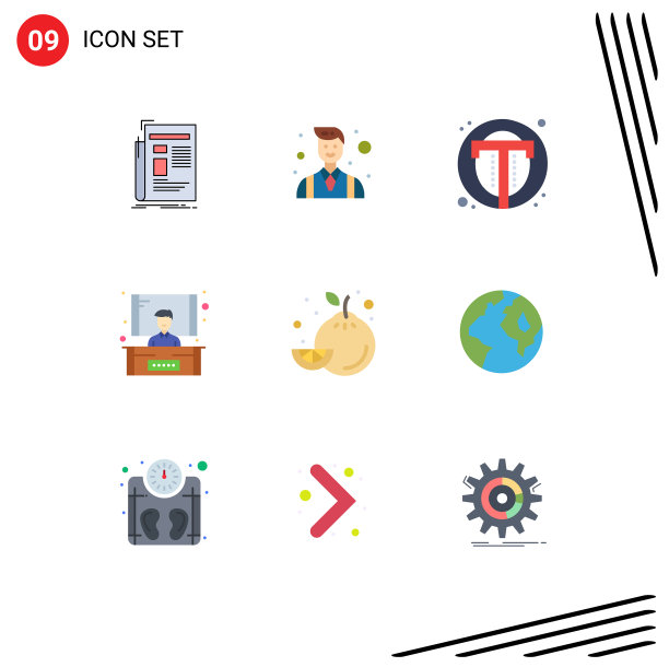 设置9个商业平面颜色包装的食品图片下载