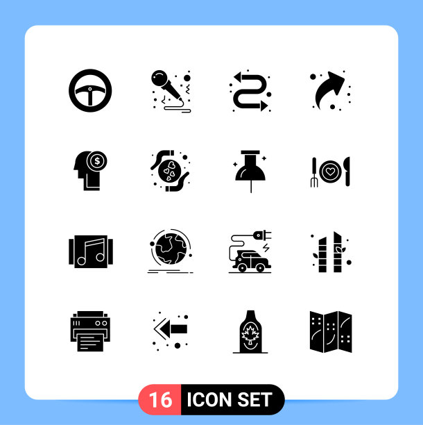 将16个实字形、符号和符号分组图片下载