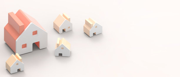 Paper Housing and Concept for property industry ladder。抵押和房地产投资和复制空间上的黄色背景- 3d渲染图片下载