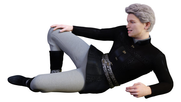 3D插图童话中世纪王子在白色图片下载