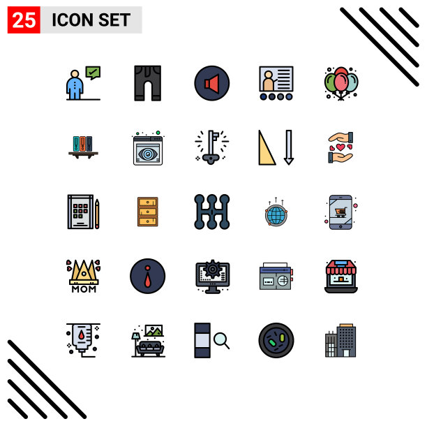 组25现代填充线平面颜色集图片下载