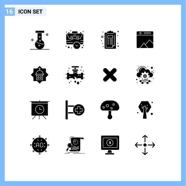 为塔网设置的16组现代立体象形文字图片下载