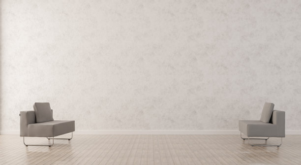 海报模型在客厅内部与灰色沙发。三维渲染图片下载