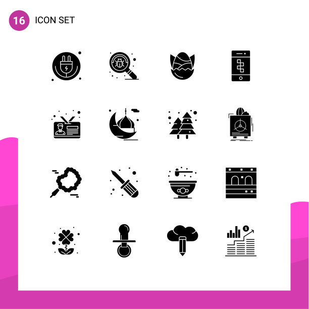 用户界面包16个基本固字形图片下载