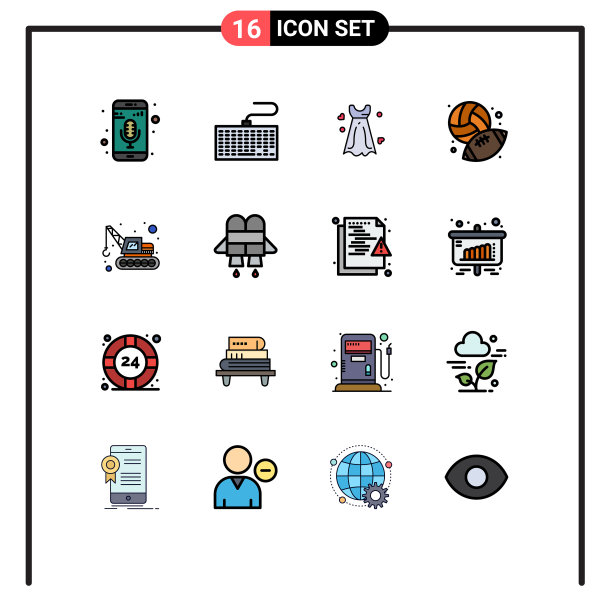 可编辑线包16简单的平面颜色填充图片下载