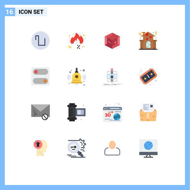 移动界面平面颜色设置16个象形图图片下载