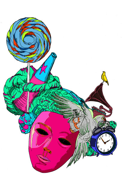 化妆舞会面具的插图画图片下载