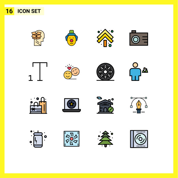 组16现代平面颜色填充线条集图片下载