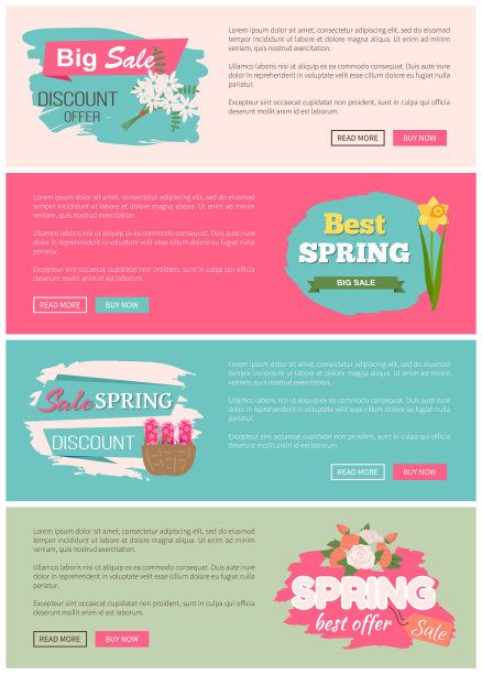 春季销售，网页与花卉，植物矢量图片下载