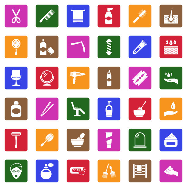 美发沙龙图标。广场上的白色平面设计。矢量插图。图片下载