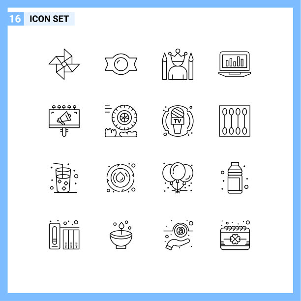 16个创意图标的现代标志和符号图片下载