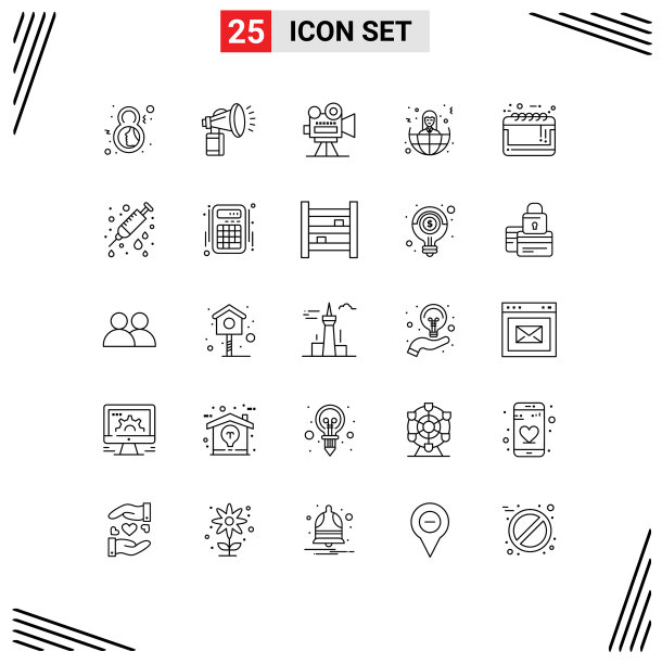 象形文字设置了25条简单的线条世界图片下载