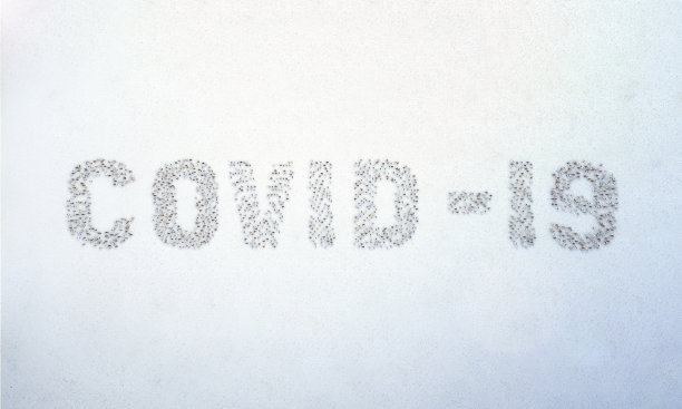 Covid-19是人们说的。人群暴民象征着covid-19。冠状病毒的团队社会概念。平放俯视图。三维渲染图片下载