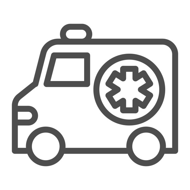 救护车车线图标，医疗概念，白色背景上的紧急运输标志，紧急救护车图标轮廓风格的移动概念和网页设计。矢量图形。图片下载