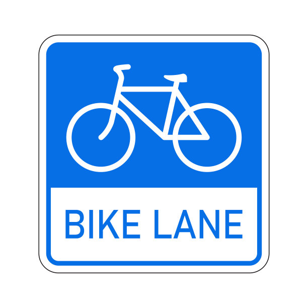 指示自行车道的蓝色标志图片下载