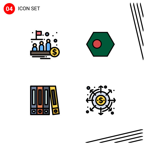 包4个创意填充线平色基金图片下载