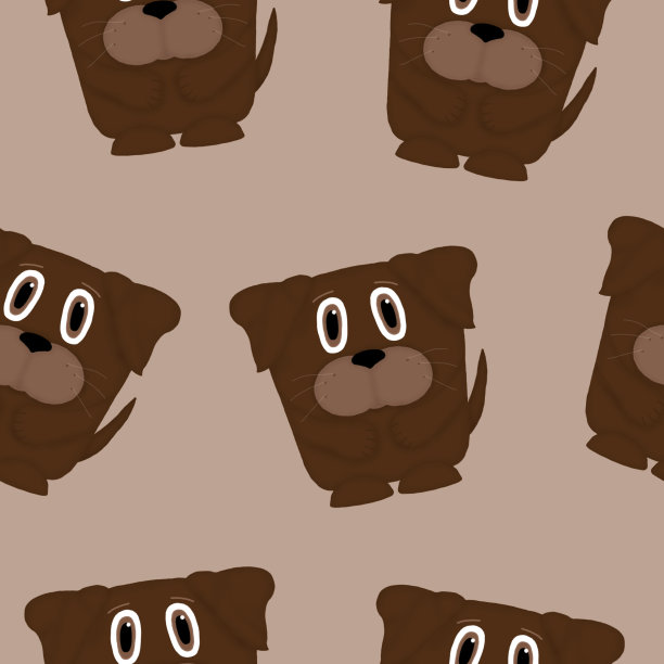 无缝模式与狗在一个棕色的背景图片下载