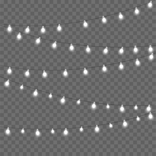 圣诞贺卡设计的发光灯。花环装饰。向量图片下载