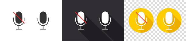 麦克风图标。平面设计。麦克风开关有三种不同的变化。矢量图图片下载