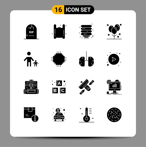 将16个实字形、符号和符号分组图片下载