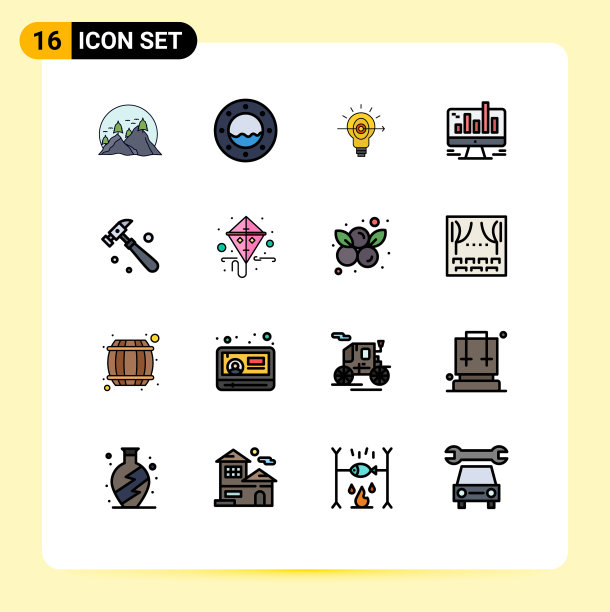 16主题平色填充线条和可编辑图片下载