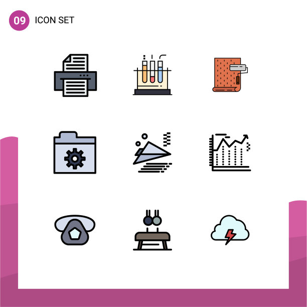 为飞机设置9个现代UI图标符号图片下载