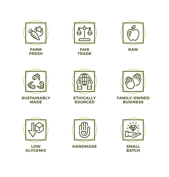 向量集设计元素，标志设计模板，图标和徽章的自然和有机化妆品和产品。图片下载