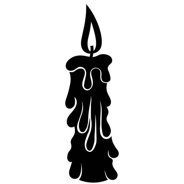 老蜡烛剪影。万圣节标志孤立在白色。图片下载