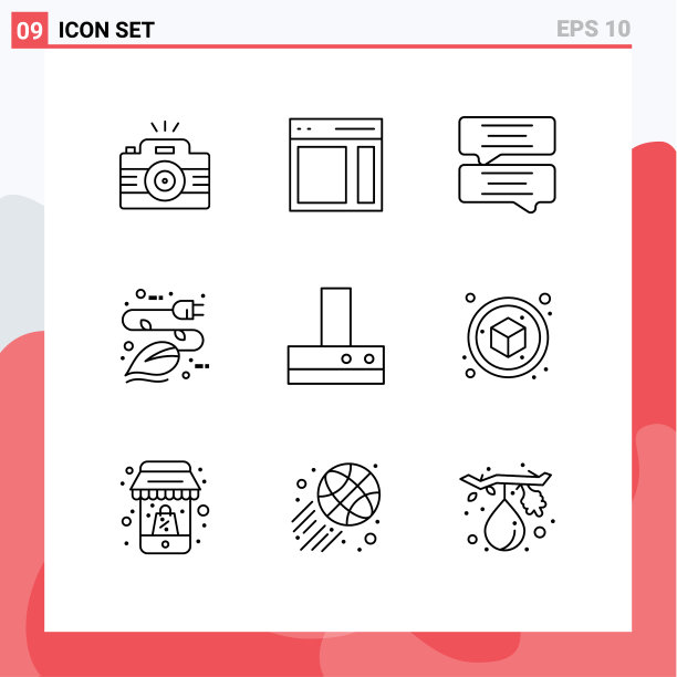 可编辑的线包9简单的轮廓生态图片下载