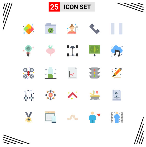 移动界面平色设25个象形图图片下载