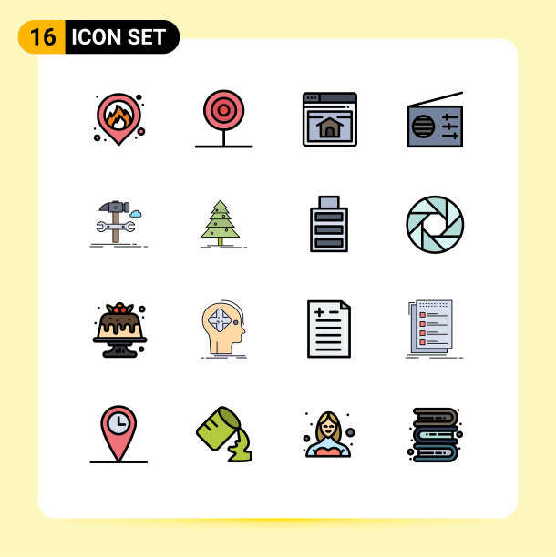 设置16商业平面彩色填充线条包图片下载