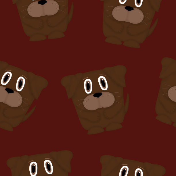 无缝模式与狗在一个红色的背景图片下载