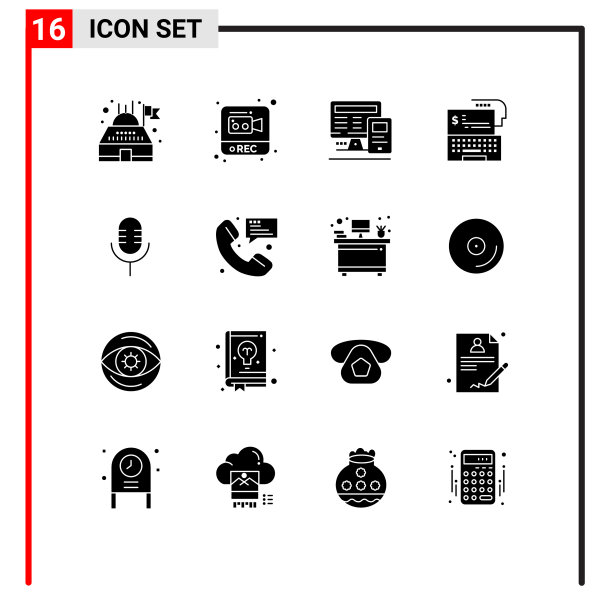 通用图标符号组16个现代立体图片下载