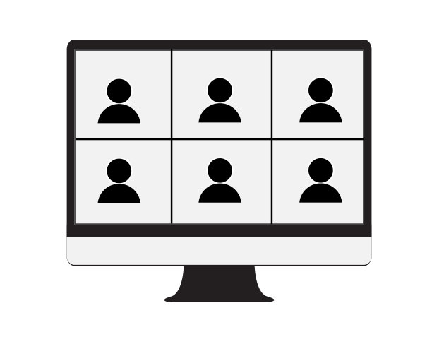 白色背景上的视频会议图标。视频通话会议标志。在家工作的象征。社会距离。平的风格。图片下载