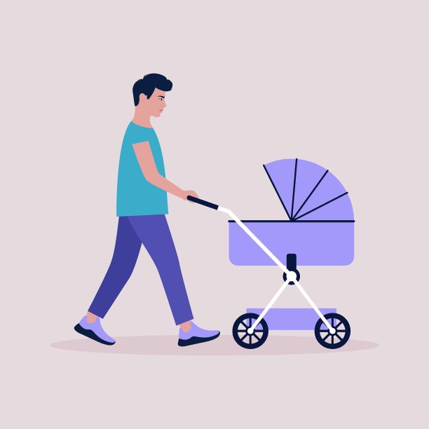 爸爸推着婴儿车走图片下载