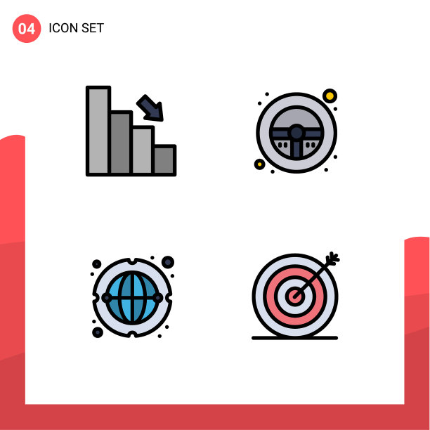 设置4个现代的UI图标符号标志的酒吧图片下载