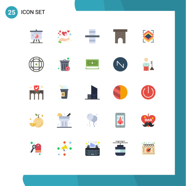 可编辑线包25个简单的平面颜色图片下载