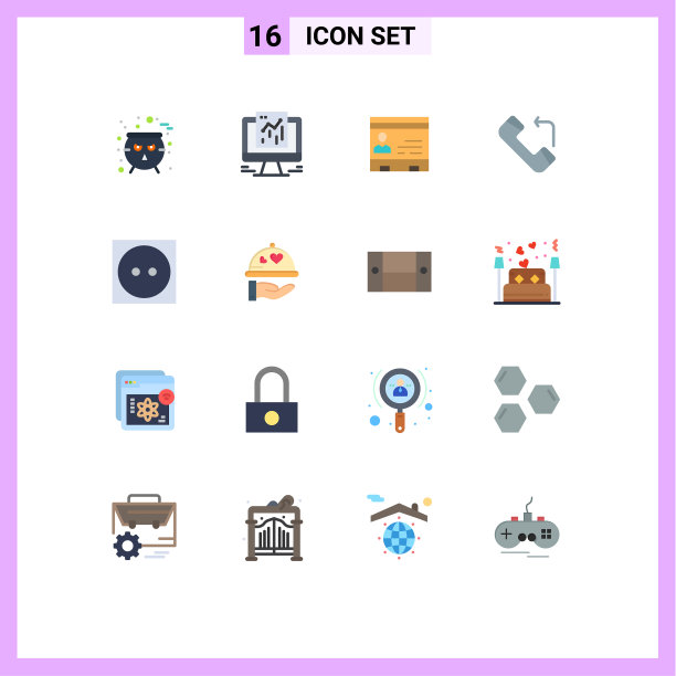 16个主题平色和可编辑的符号图片下载