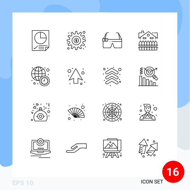 为房子设置16个现代UI图标符号图片下载