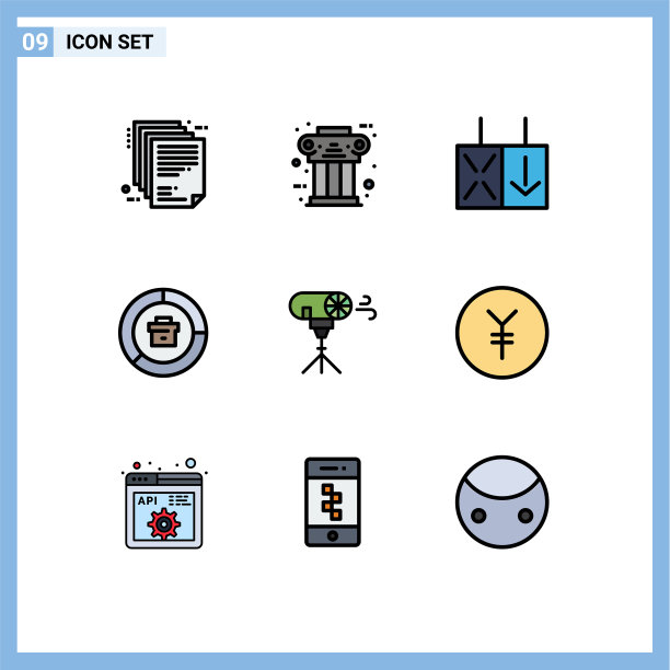 组9现代填充线平面颜色集图片下载