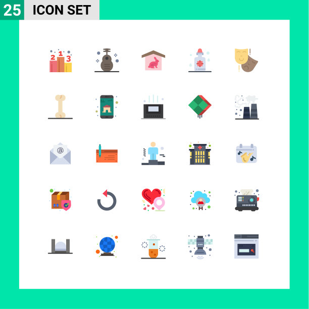 25组现代平面颜色的面具水疗图片下载