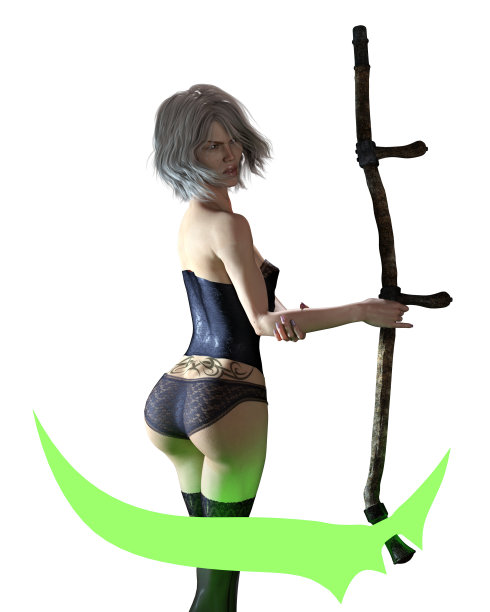 一个女性收割者手持镰刀的3D照片图片下载
