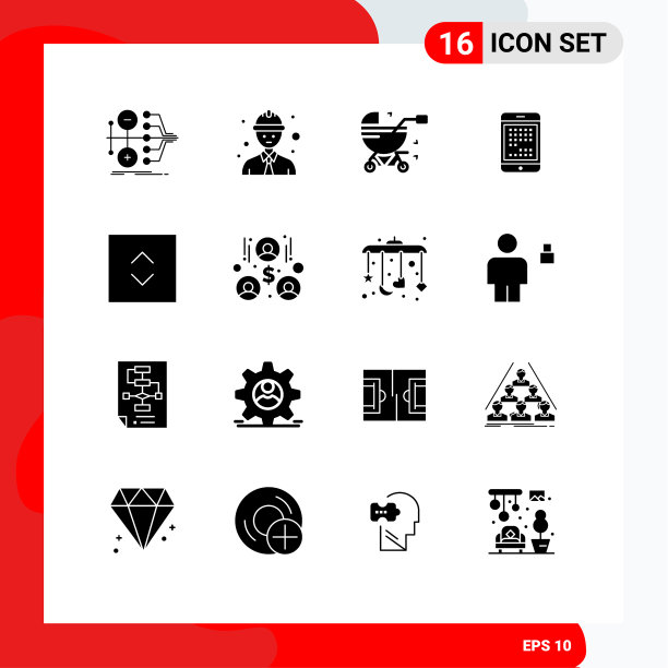 通用图标符号组16个现代立体图片下载