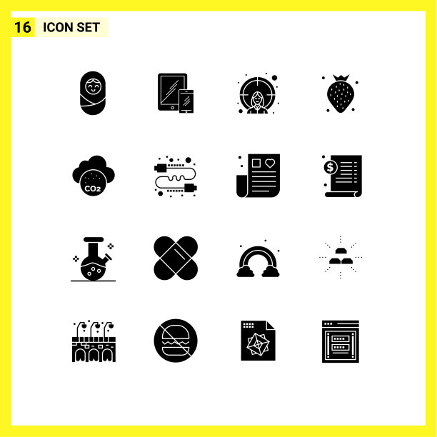 通用图标符号组16个现代立体图片下载