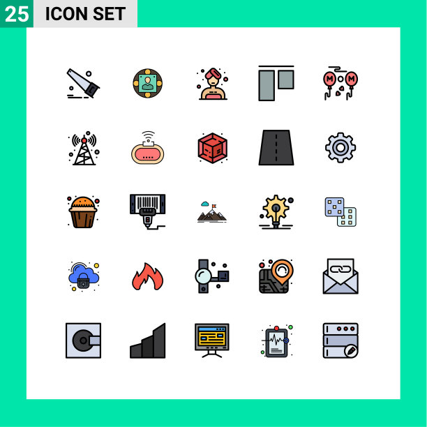 组25现代填充线平面颜色集图片下载