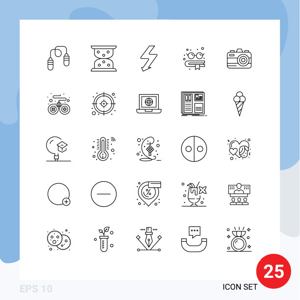 25个主题线和可编辑的符号装置图片下载