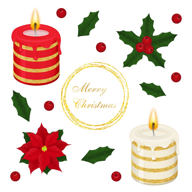 设置美丽的节日物品蜡烛图片下载