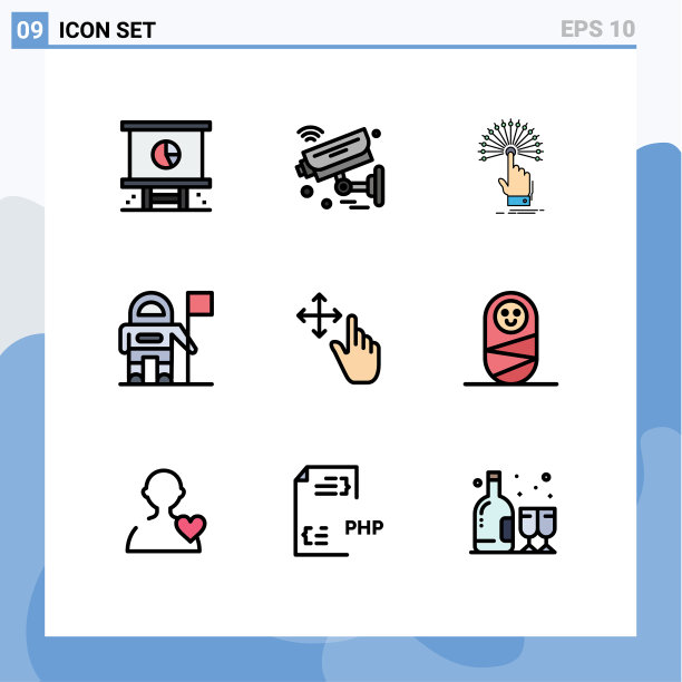 9 .创意旗帜图标和现代标志符号图片下载