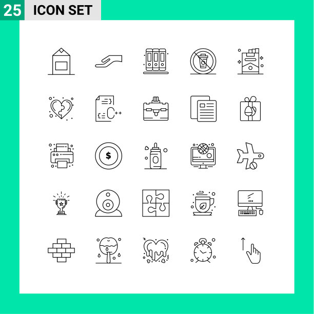 25个主题线和可编辑的符号派对图片下载